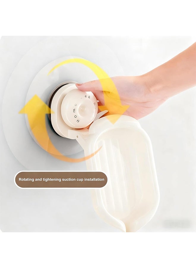 Strong Suction Soap Dish, Wall Mount Adhesive Holder for Shower and Bathroom, No-Spill Fast Drying Soap Saver - Image 2
